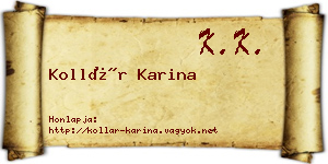 Kollár Karina névjegykártya